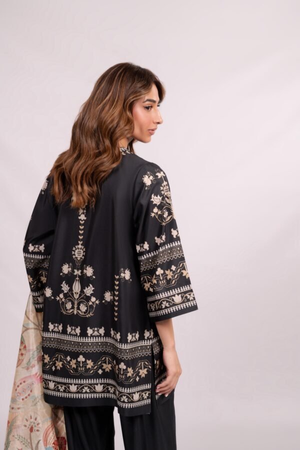 Elegant Embroidered Cotton Satin Co-ord Set with Mint Silk Scarf