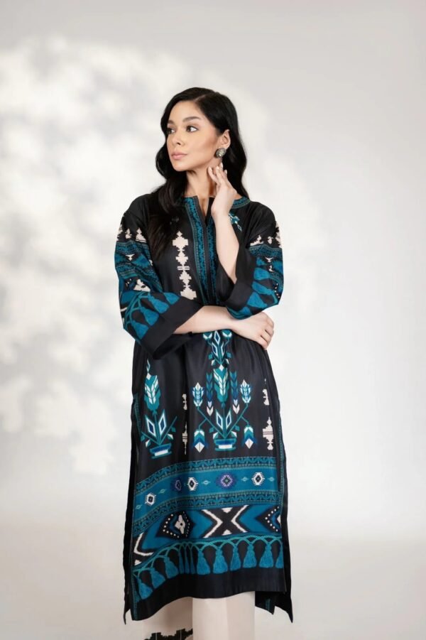 Lime Orchid Embroidered Cotton Satin Kurta Set