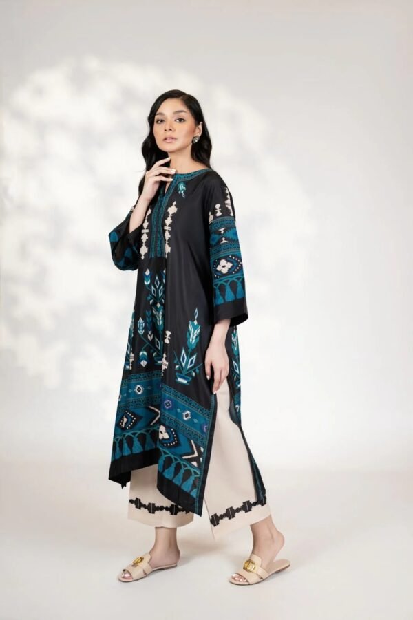 Lime Orchid Embroidered Cotton Satin Kurta Set