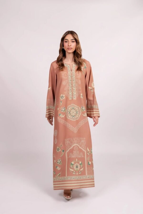 Regal Garden Embroidered Long Kaftan Top