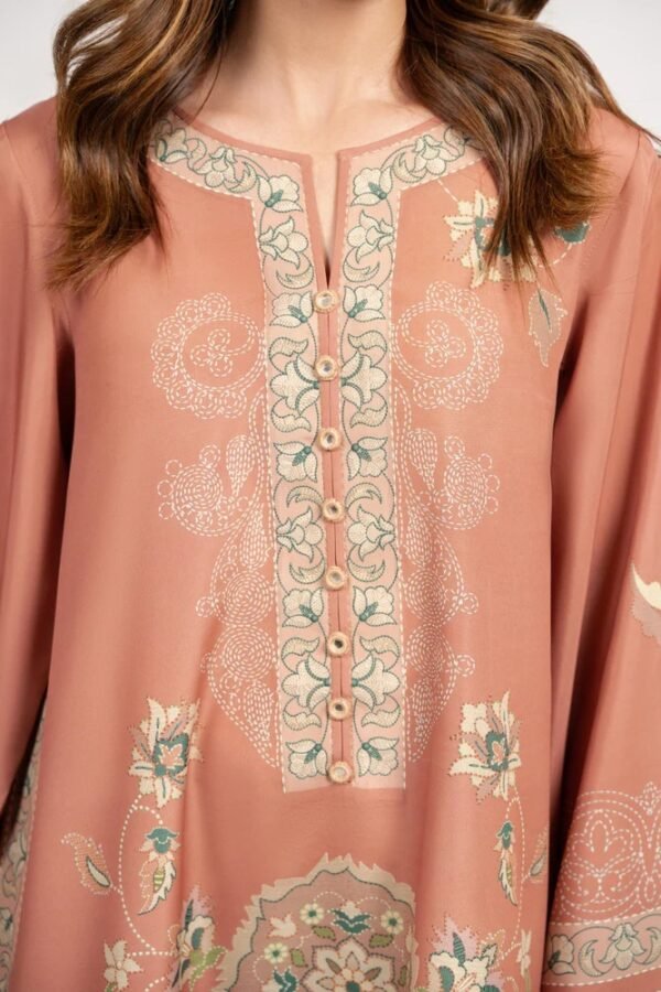 Regal Garden Embroidered Long Kaftan Top