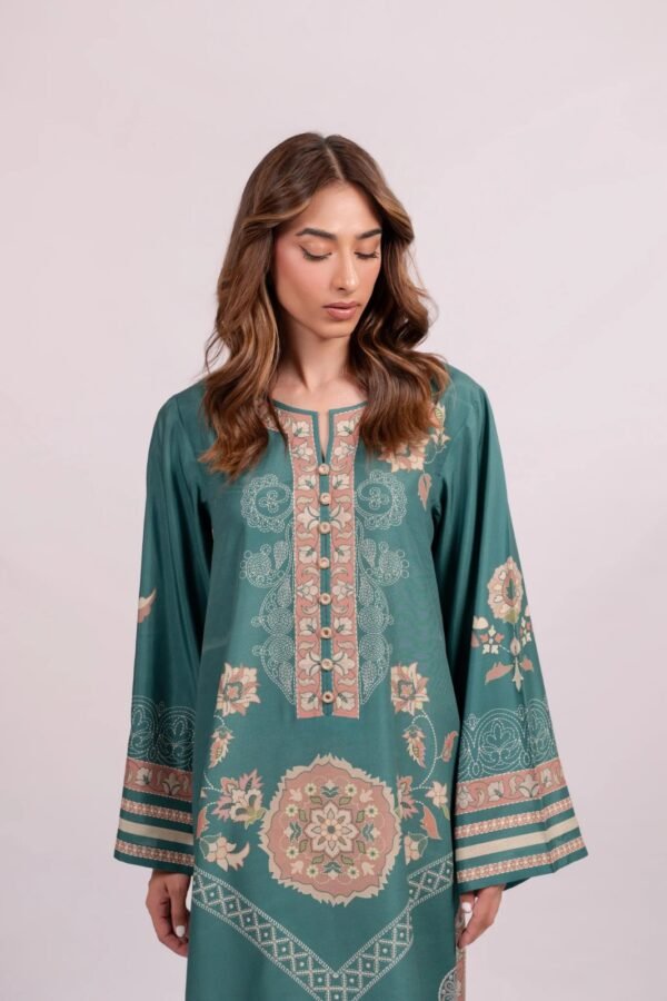 Regal Garden Embroidered Long Kaftan Top